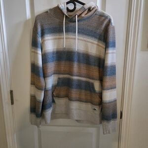 Quiksilver Hoodie Men's Small Baja Style Pullover Knit Striped Drawstring Pocket
